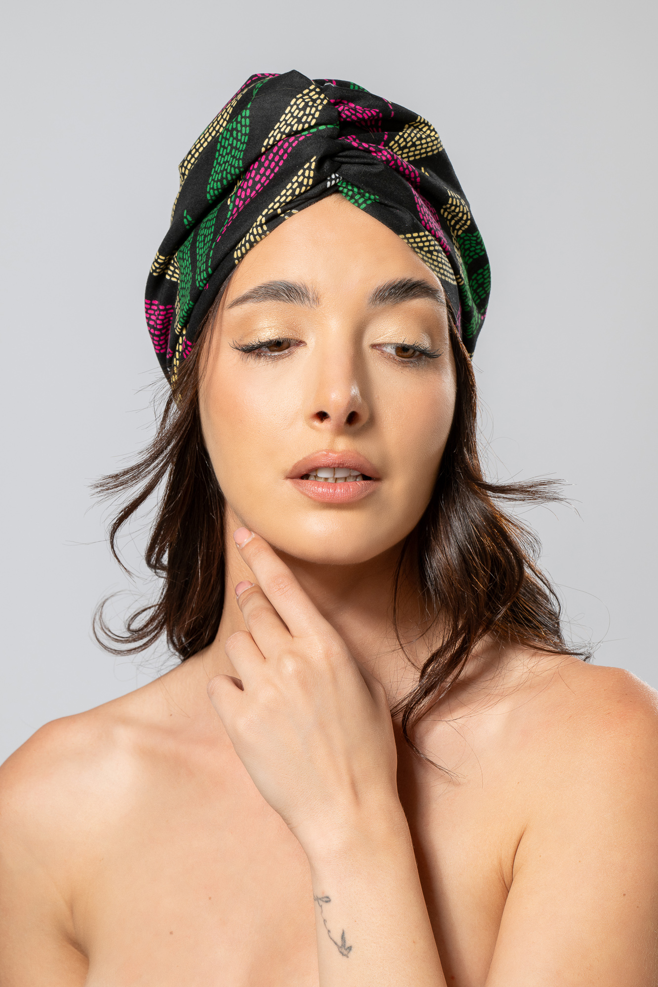Black African Print Turban Headpiece | Handmade Headwrap - Image 3