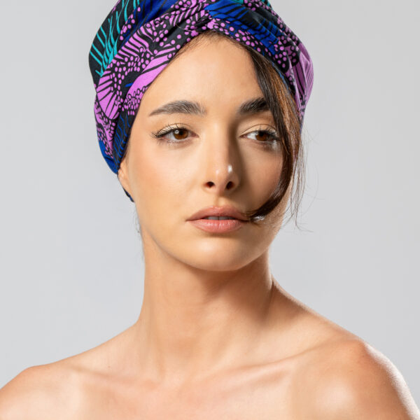 Purple African Print Turban Headpiece | Handmade Headwrap