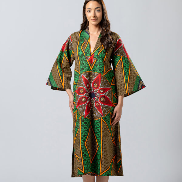 African Print Kimono Dress   Handmade Ethnic Dress