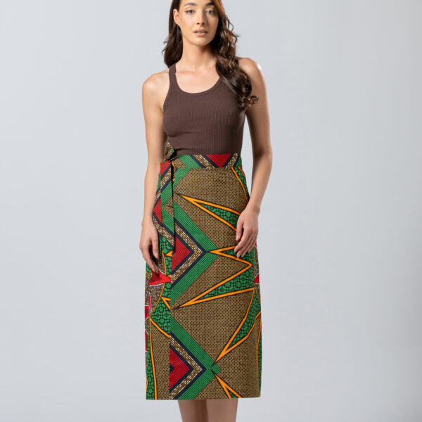 Midi African Print Wrap Φούστα   Handmade Ethnic Skirt