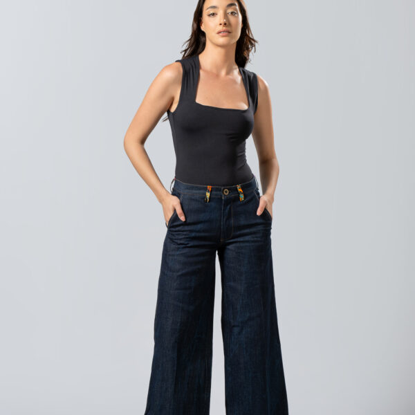 Wide Leg Denim Παντελόνα  |Contemporary Casual Chic Style
