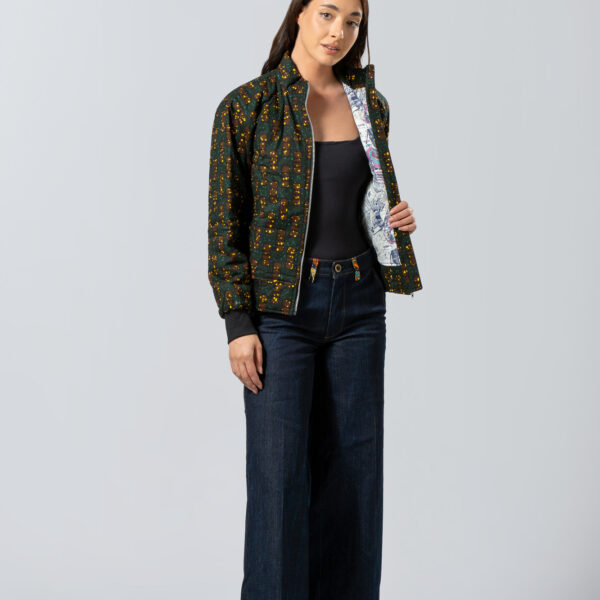 Dark Green African Print Bomber Jacket  | Handmade Urban Jacket