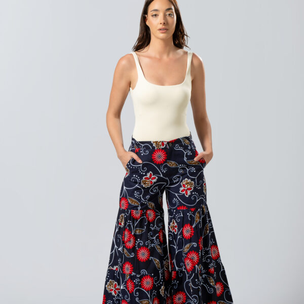 Floral Wide Leg Παντελόνα |  Elegant Ethnic Chic Style