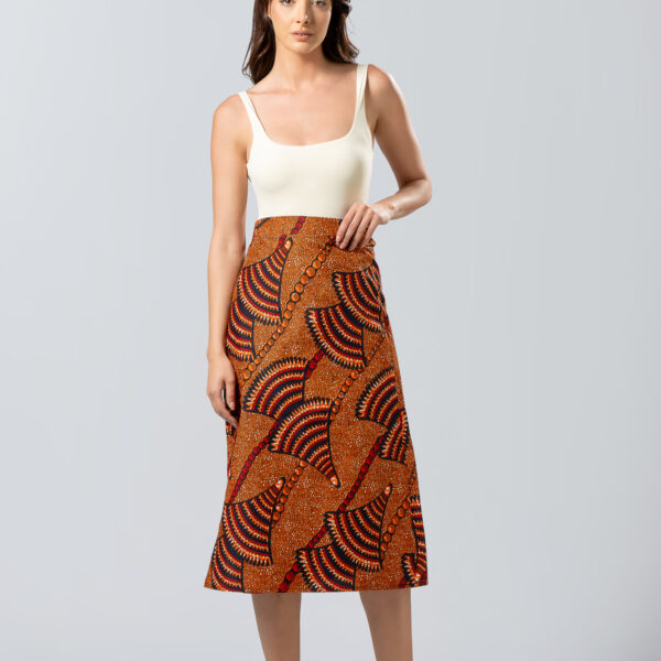 Wraped  Jungle Φούστα με έντονα πορτοκαλί σχεδία | Ethnic Chic Style