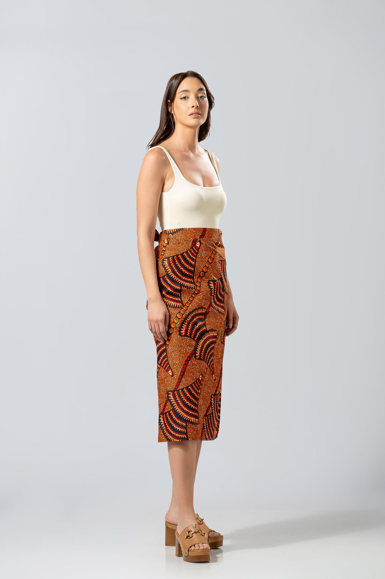Wraped Jungle Φούστα με έντονα πορτοκαλί σχεδία | Ethnic Chic Style - Image 2