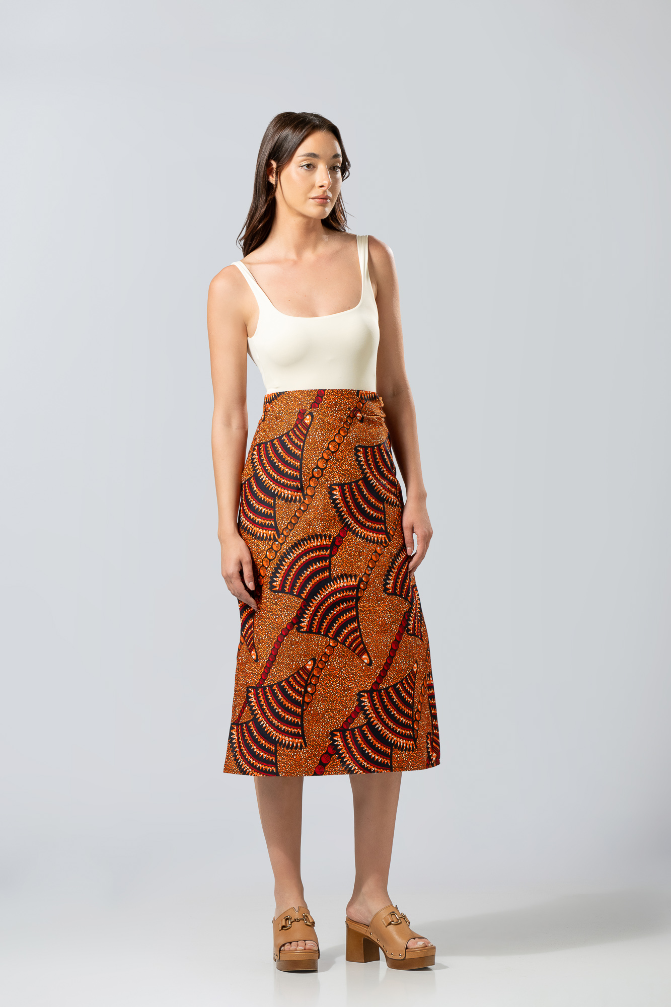 Wraped Jungle Φούστα με έντονα πορτοκαλί σχεδία | Ethnic Chic Style - Image 4