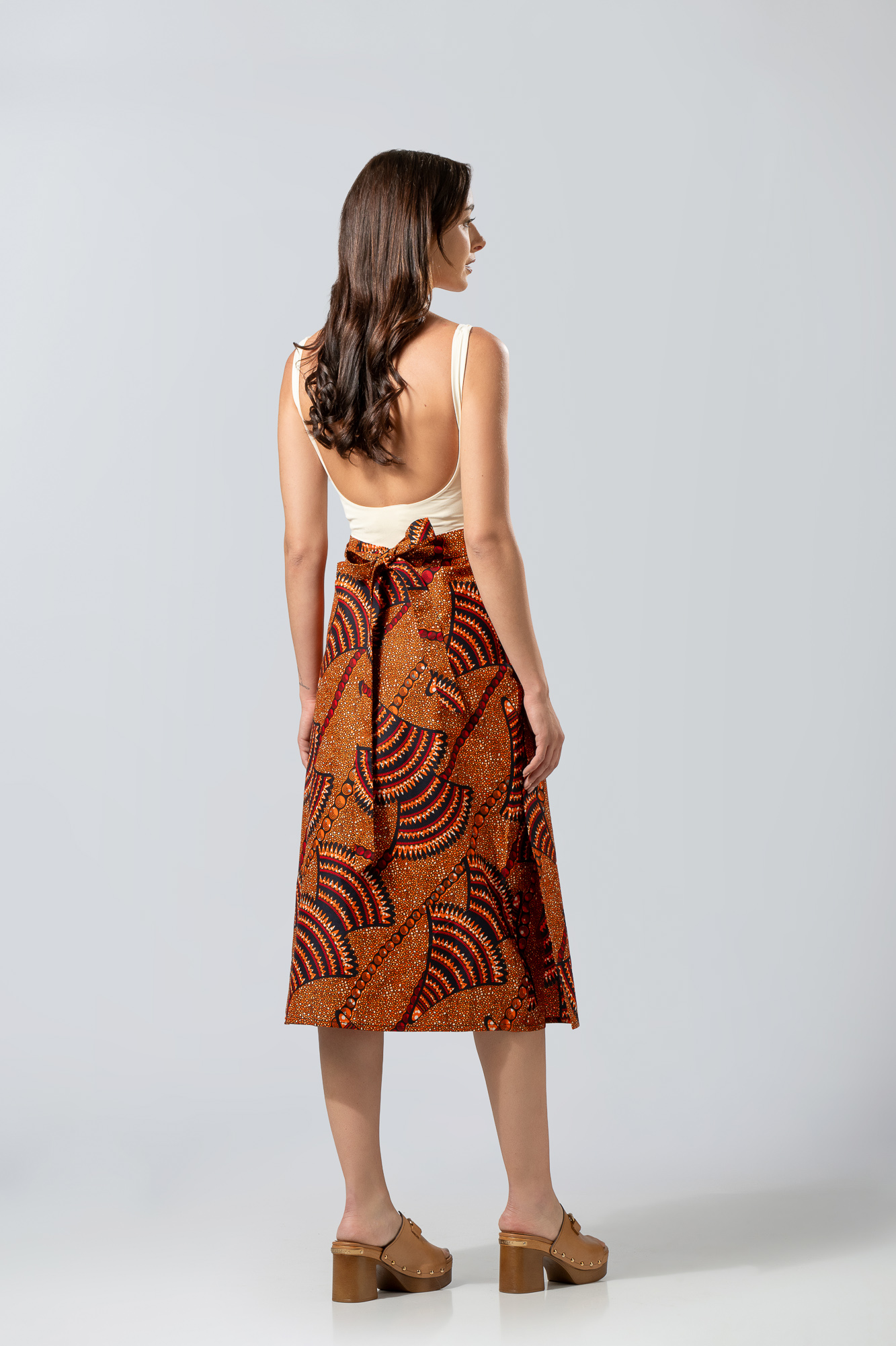 Wraped Jungle Φούστα με έντονα πορτοκαλί σχεδία | Ethnic Chic Style - Image 3